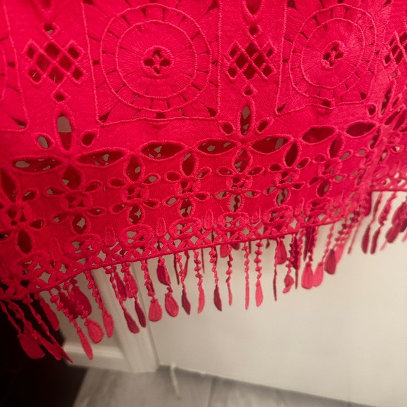 Siena Studio Fuchsia Embroidered Lace Midi Dress with Fringe - Picture 4 of 5